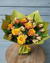 Букет цветов из:  Альстромерии и Розы в Солнечном Курской области