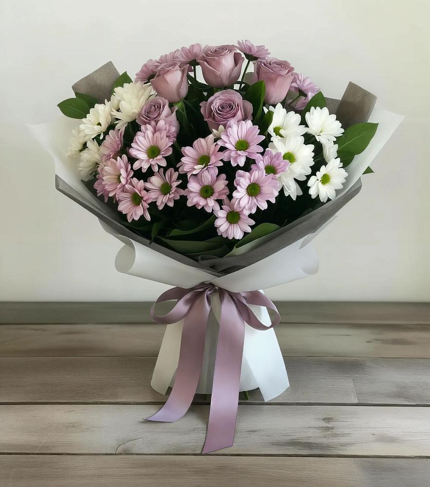 Букет цветов из: Хризантемы и Розы в Солнечном Курской области