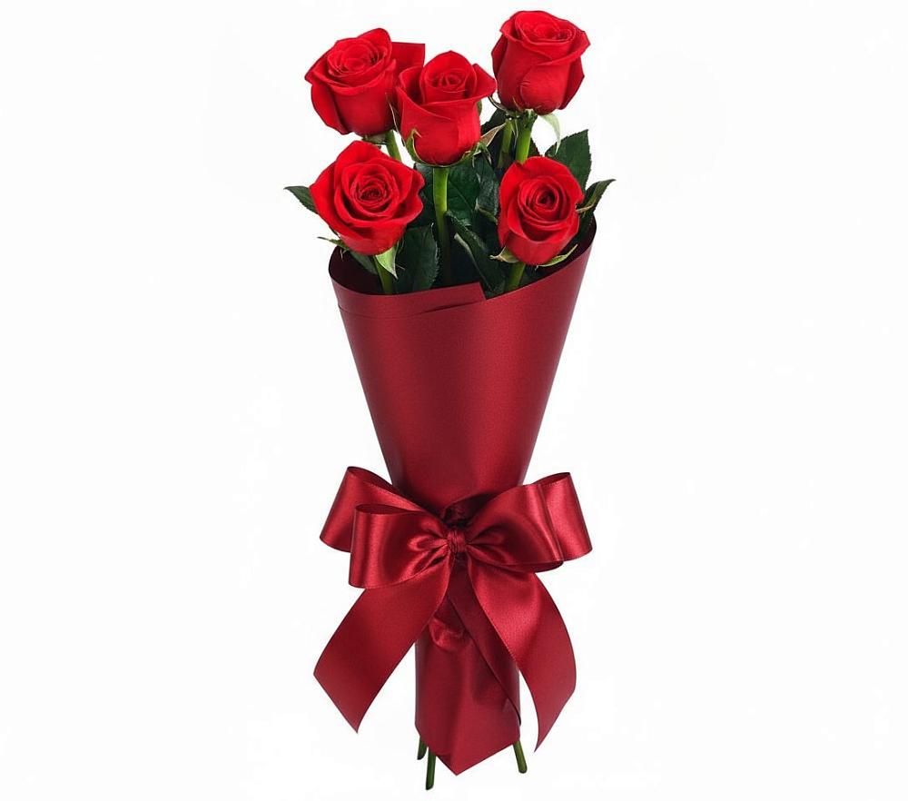 Букет 5 Красных роз Эдлесс Лав в Солнечном Курской области