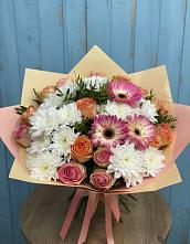 Букет цветов из:  Розы, Герберы и Хризантемы #REPLACE_PRED# Солнечном Курской области