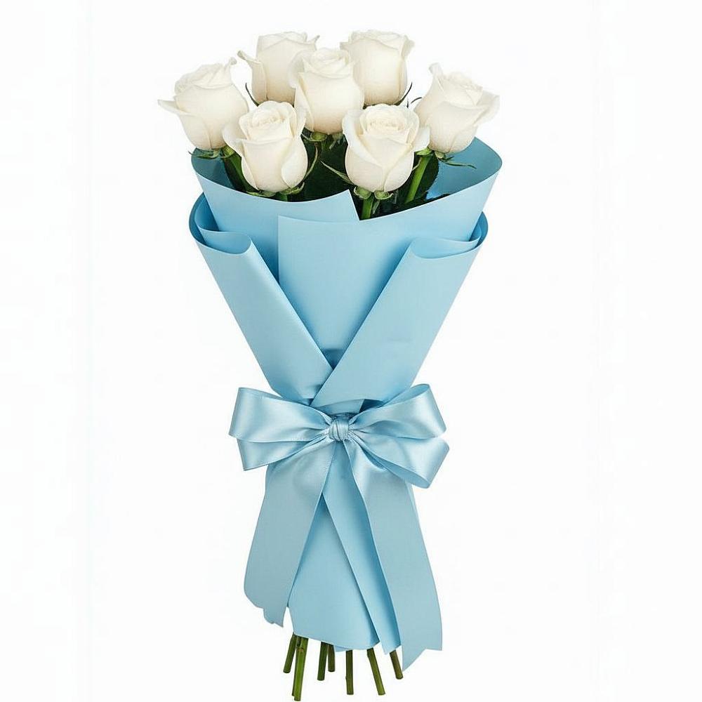 Букет 7 белых роз Проуд в Солнечном Курской области