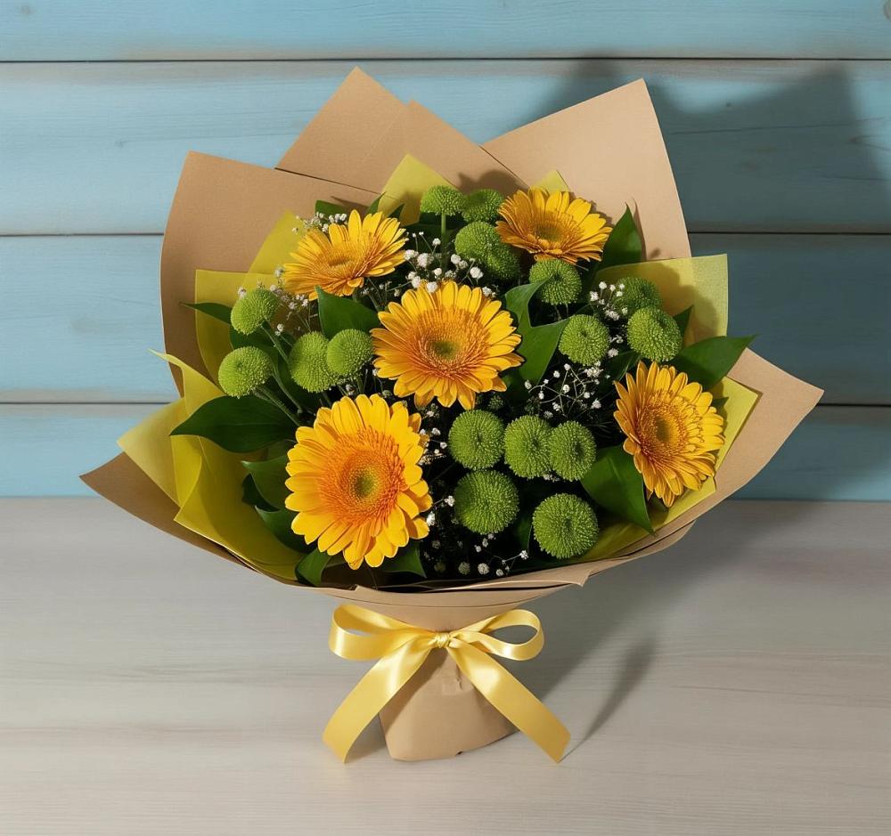Букет цветов из: Герберы и Хризантемы в Солнечном Курской области