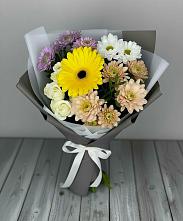 Букет цветов из:  Розы, Герберы и Хризантемы в Солнечном Курской области