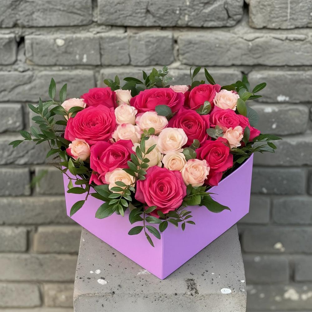 Цветочная композиция из Розы в коробке в Солнечном Курской области