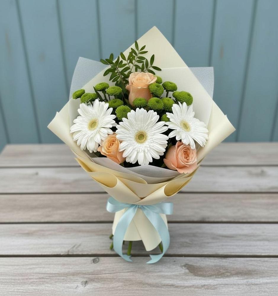 Букет цветов из: Герберы, Розы и Хризантемы в Солнечном Курской области