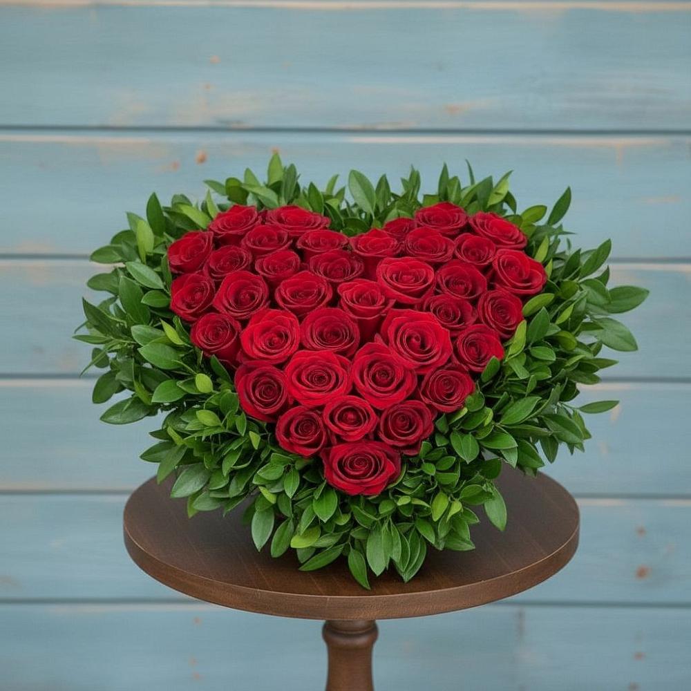 Цветочная композиция из Розы в виде сердца в Солнечном Курской области