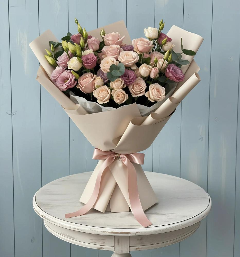 Букет цветов из: Розы и Лизиантусы в Солнечном Курской области