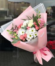 Букет цветов из:  Розы, Лизиантусы и Хризантемы в Солнечном Курской области