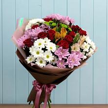 Букет цветов из:  Розы, Хризантемы и Альстромерии в Солнечном Курской области