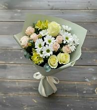 Букет цветов из:  Альстромерии, Розы и Хризантемы в Солнечном Курской области